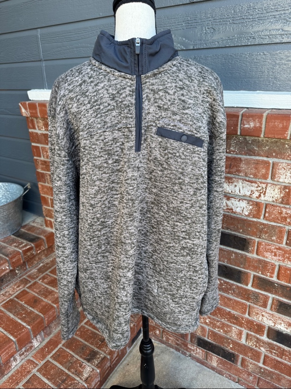 Eddie Bauer Chunky Marl Knit Cardigan Quarter Zip Sweater Gray - Men's Size XL